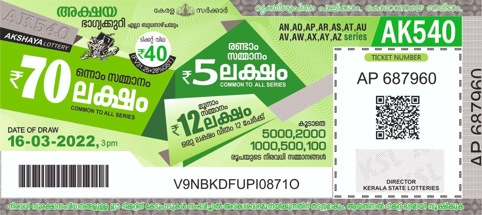 Akshaya lottery ticket
